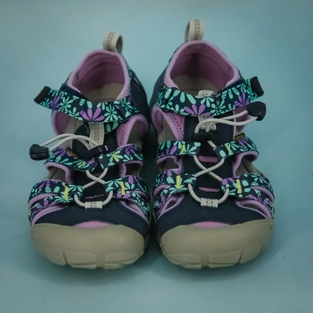 Keen Kids Size 4 Navy Blue Floral Newport H2 Water Outdoor Hiking Shoes Sandals